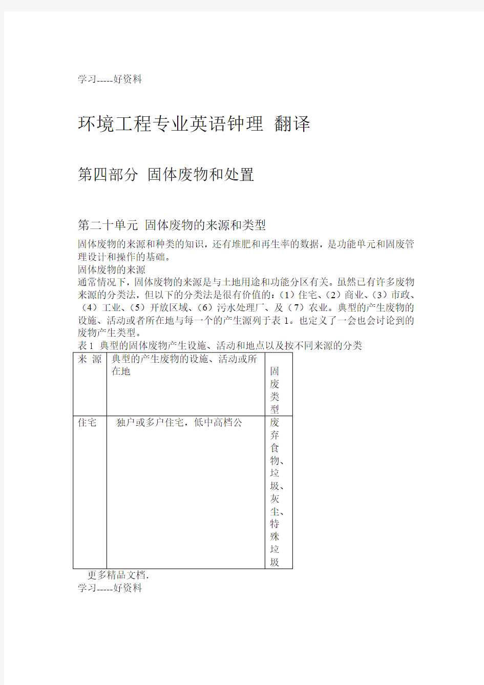 环境科学与工程专业英语第三版钟理课文翻译420汇编