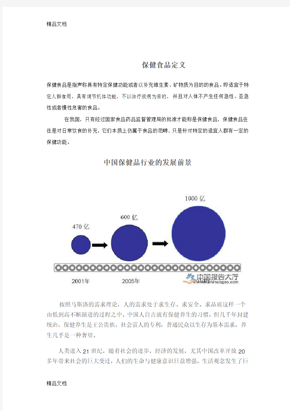 中国保健品行业的发展前景教学提纲