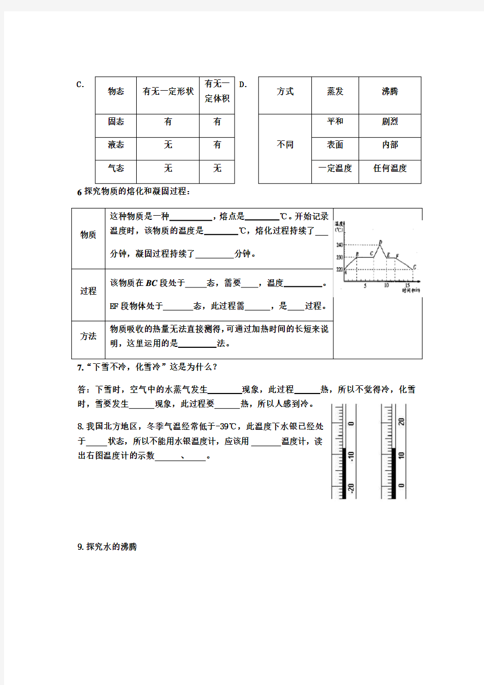 人教版物理八年级上册 复习物态变化 