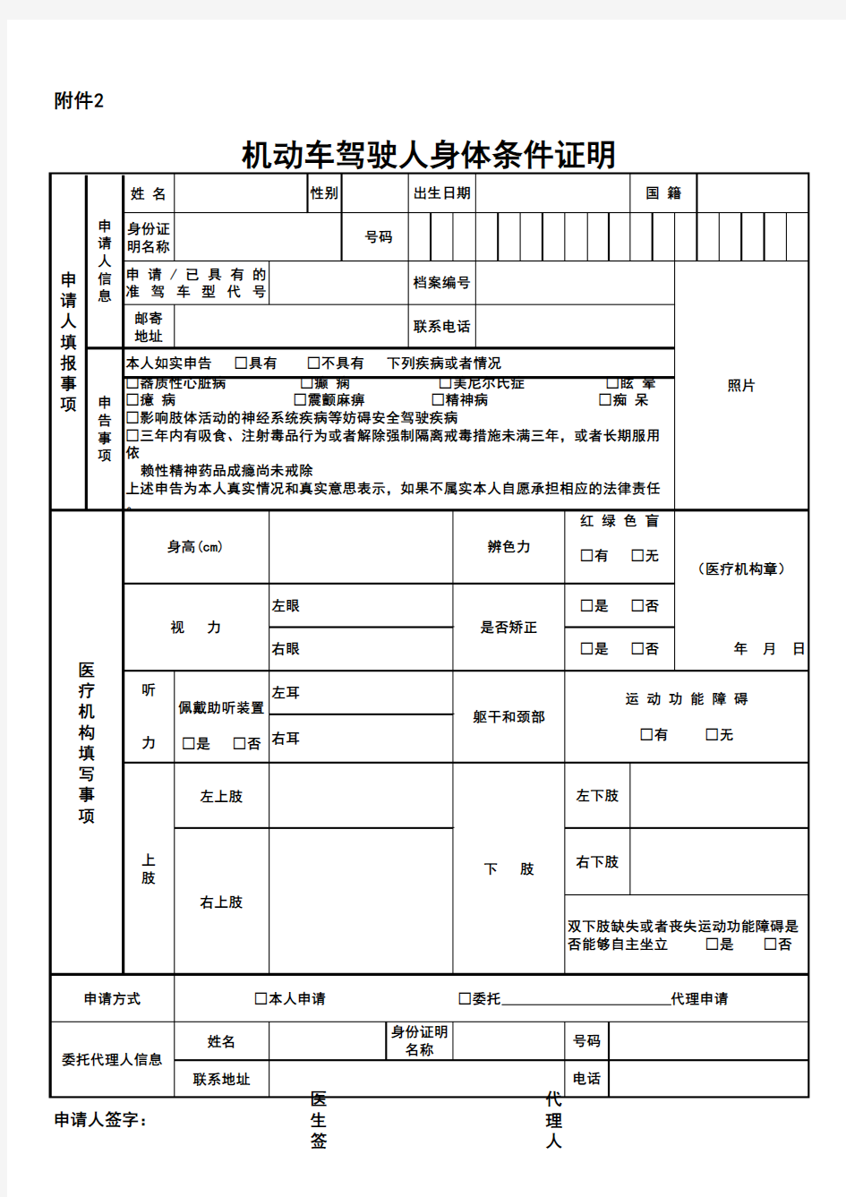 2019版最新驾驶员体检表