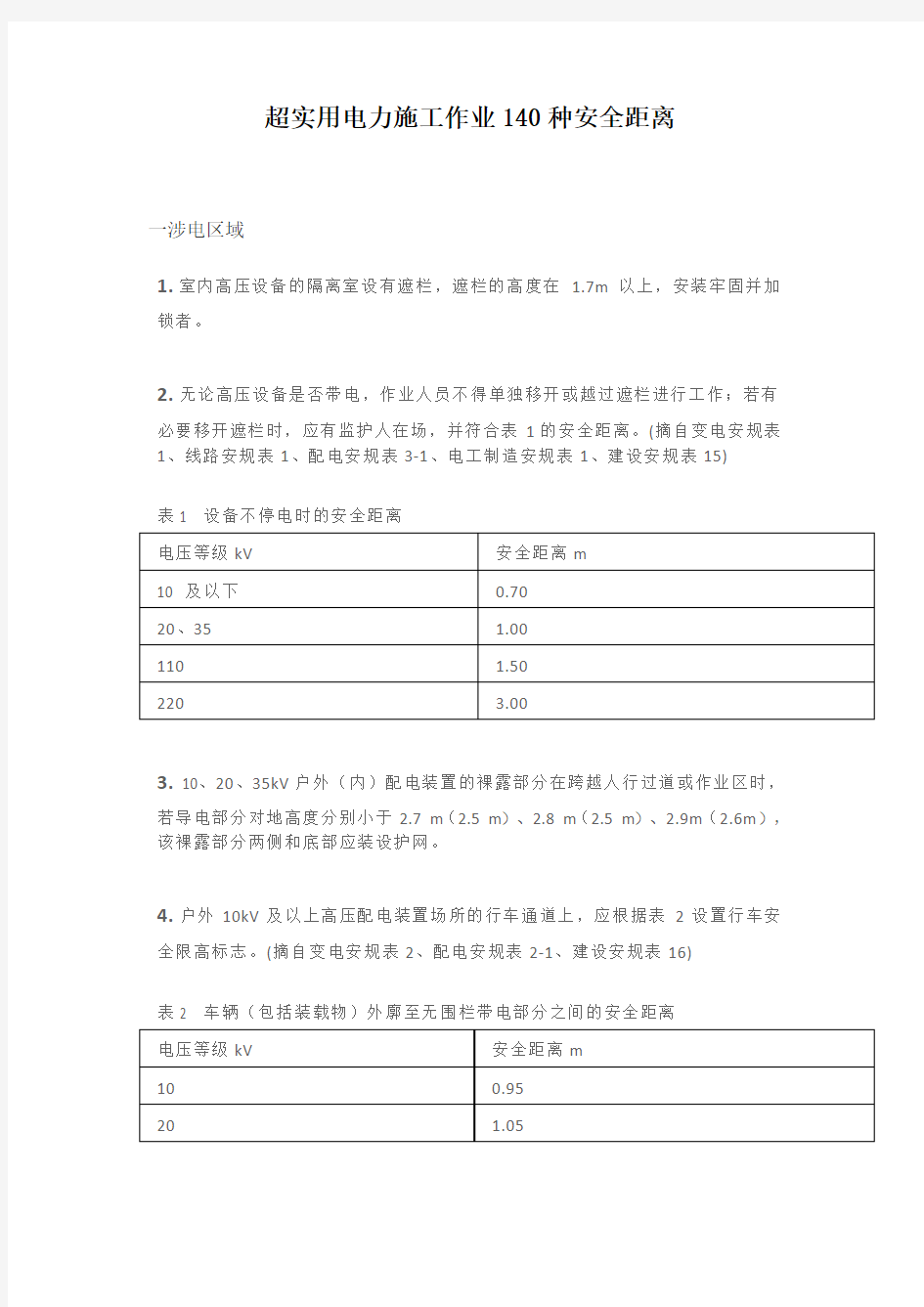 超实用电力施工作业140种安全距离