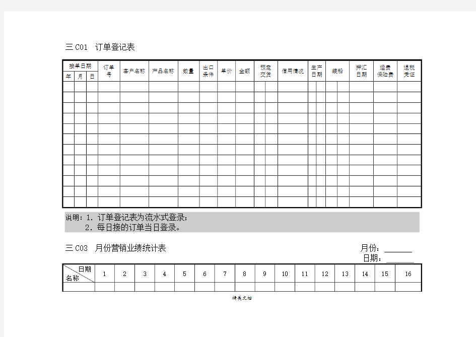 企业管理表格-营销管理C横表格