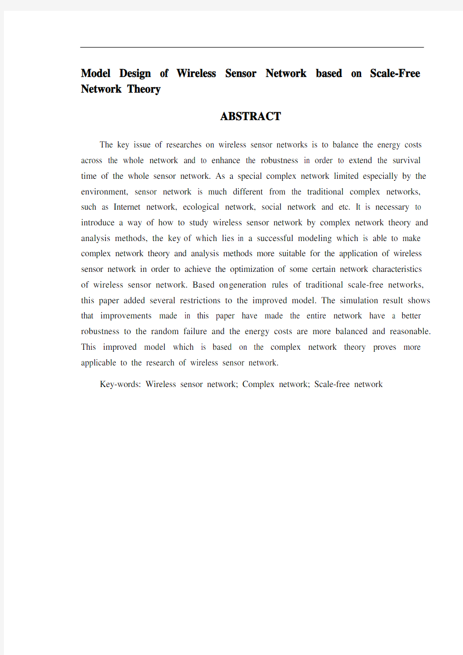 无线传感器网络模型设计-英文文献翻译.doc