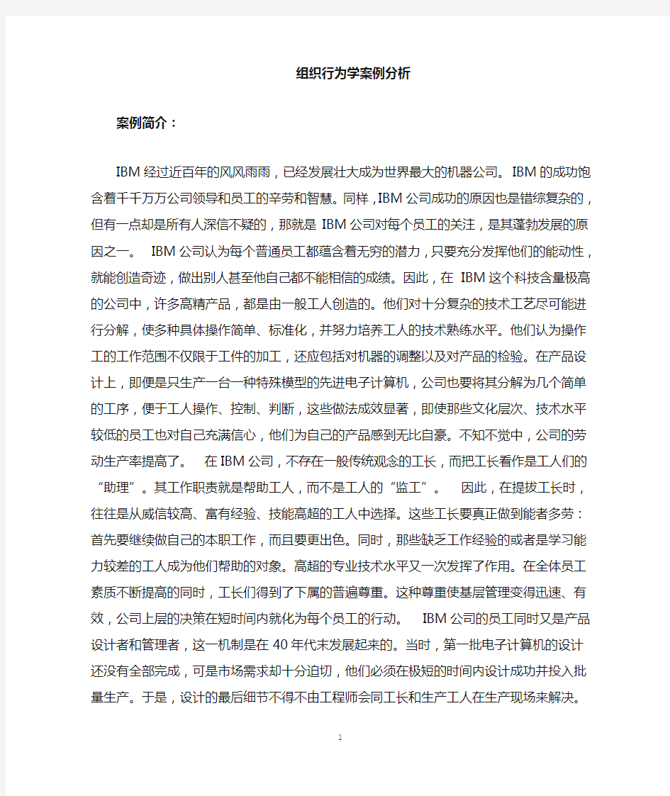 组织行为学ibm案例分析