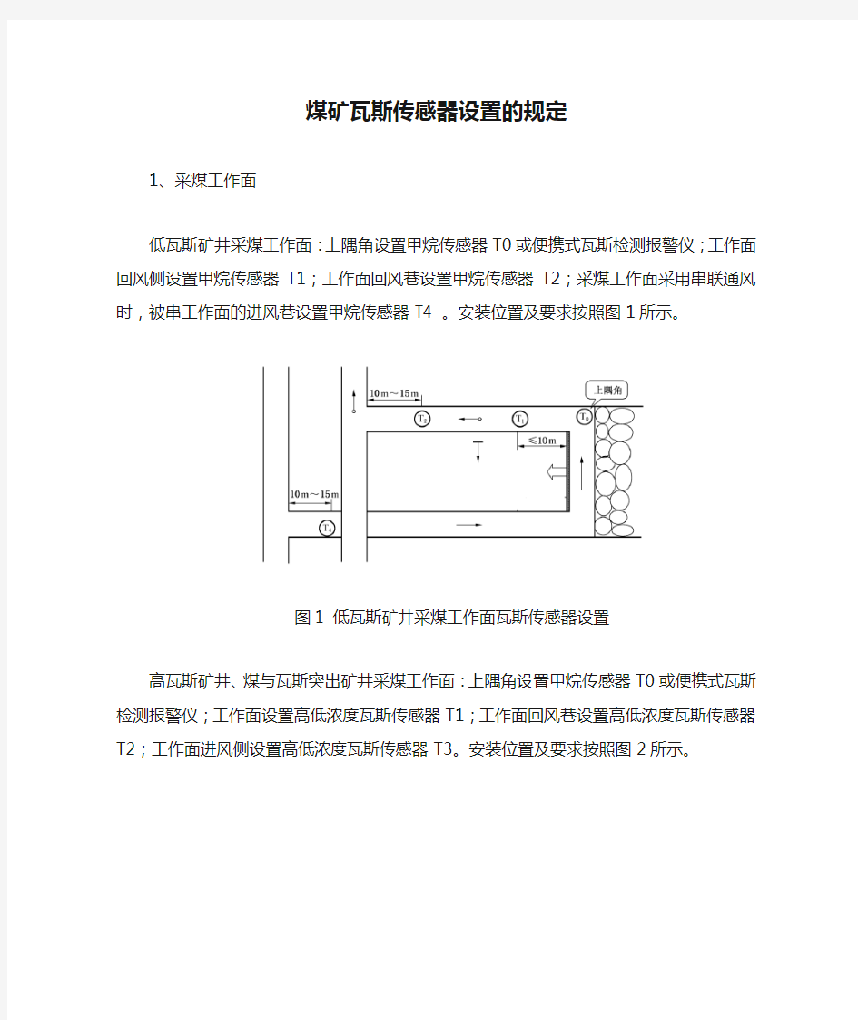 煤矿瓦斯传感器设置的规定