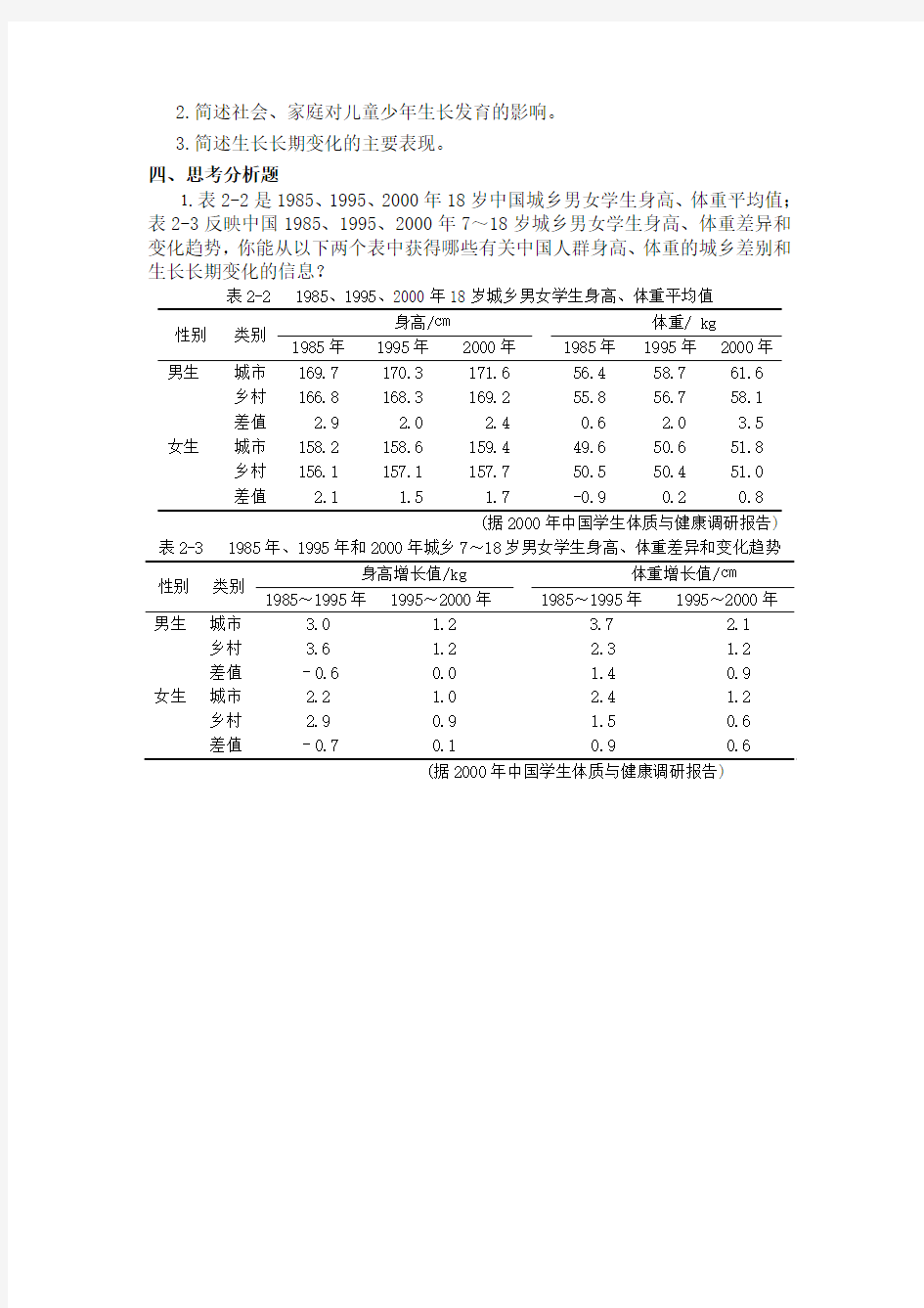 第二章练习(影响生长发育的因素)