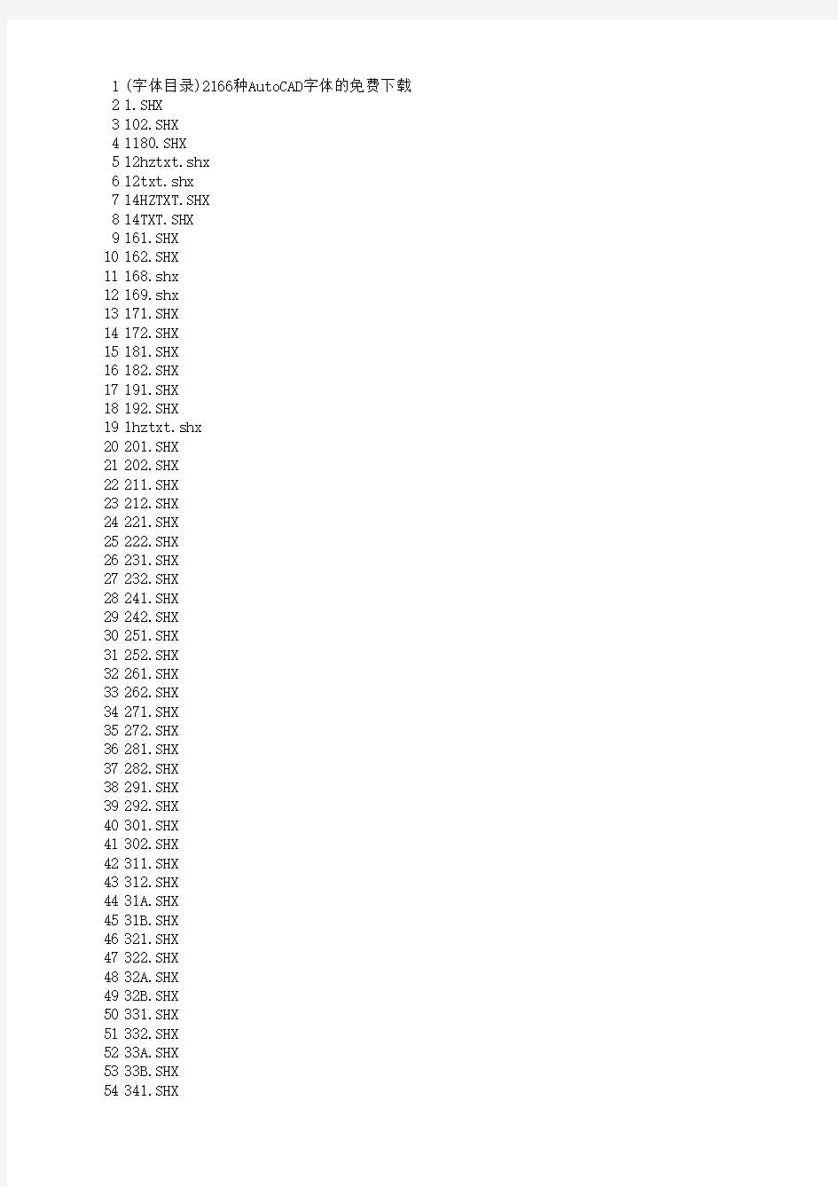 CAD字体目录大全