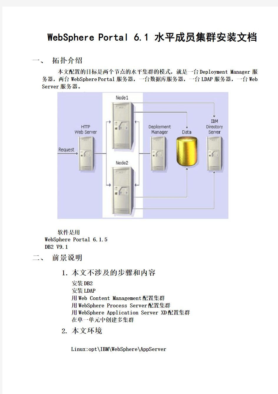 WebSphere Portal 6.1.5集群安装文档