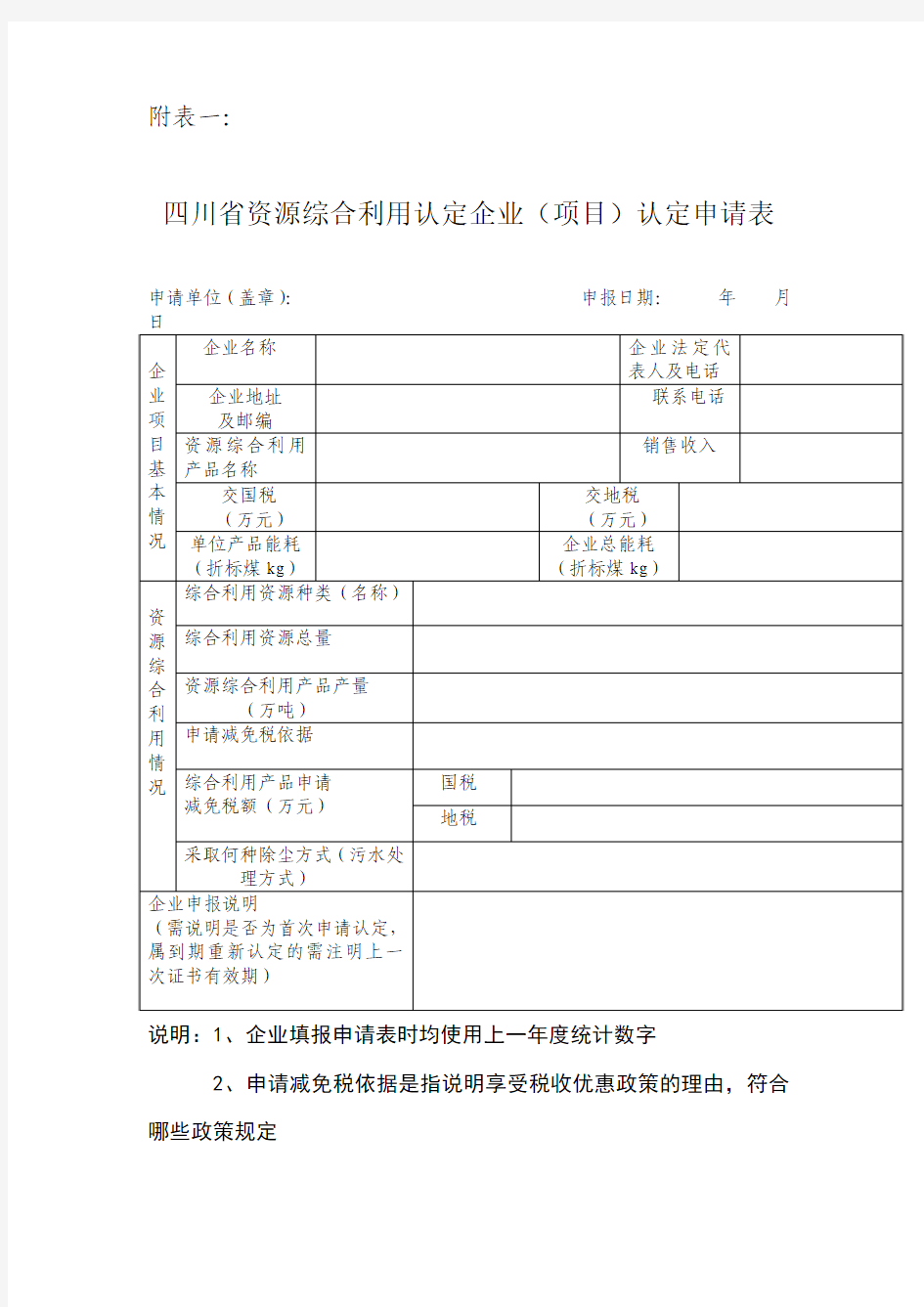 资源综合利用企业(项目)认定