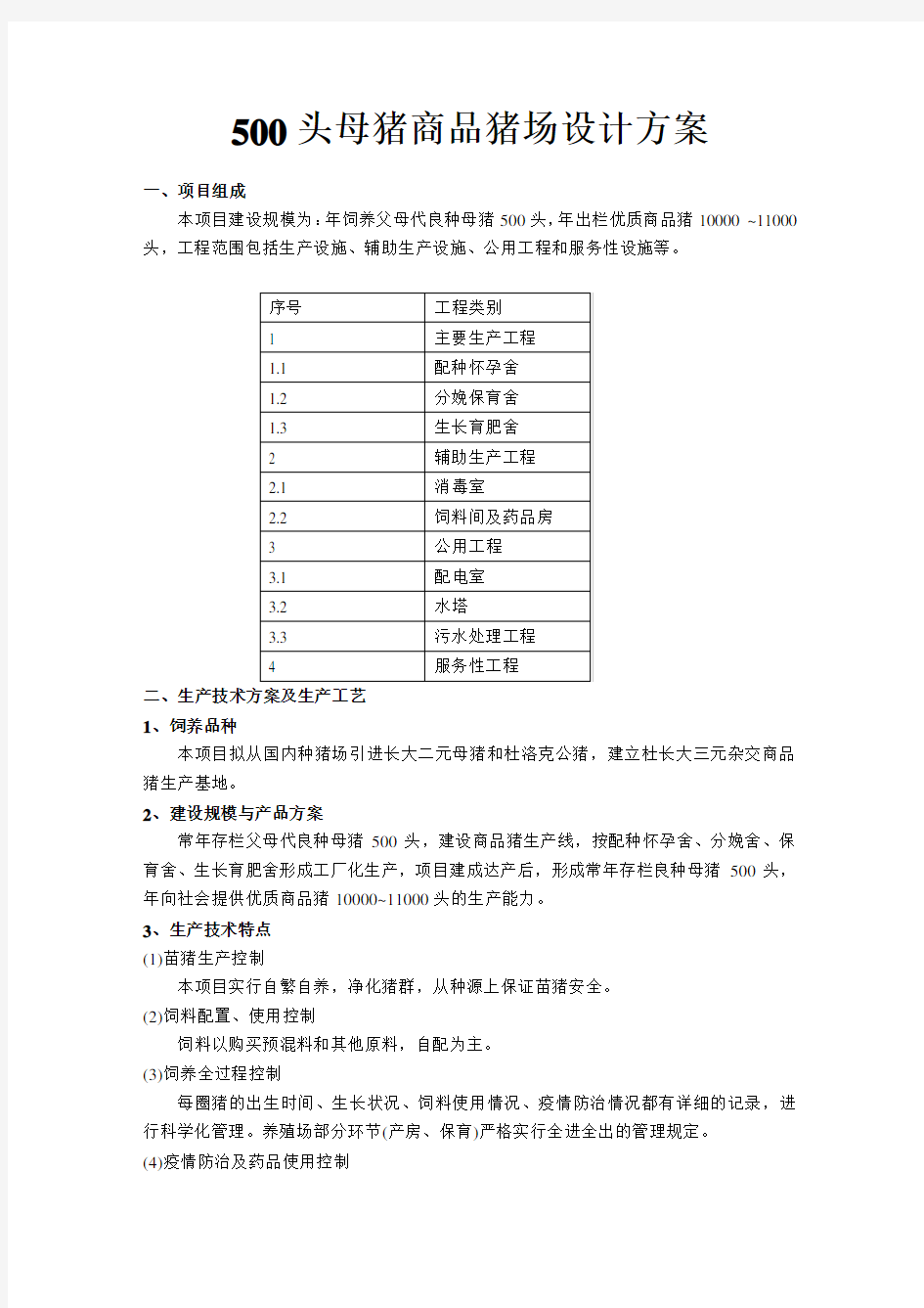 500头母猪商品猪场设计方案