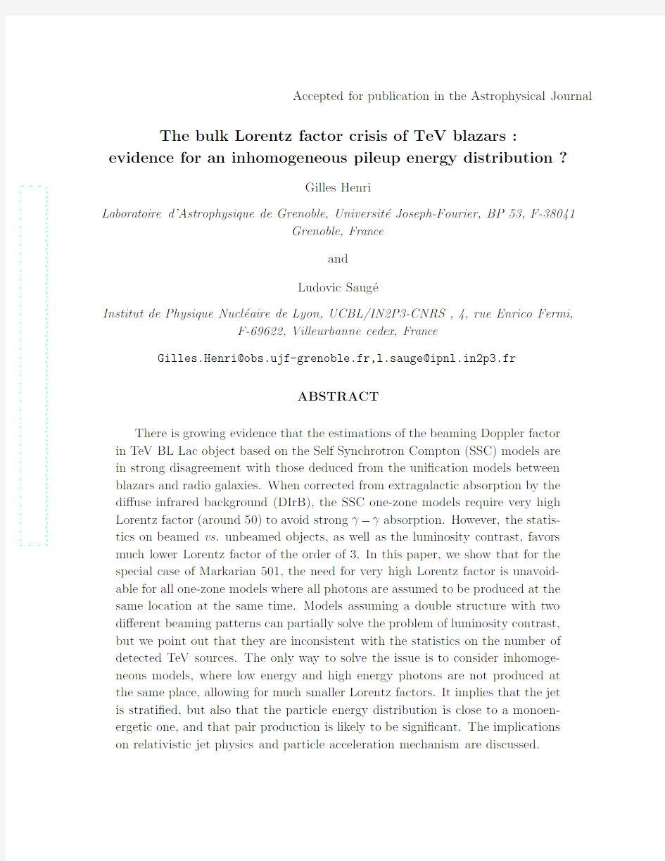 The bulk Lorentz factor crisis of TeV blazars  evidence for an inhomogeneous pileup energy