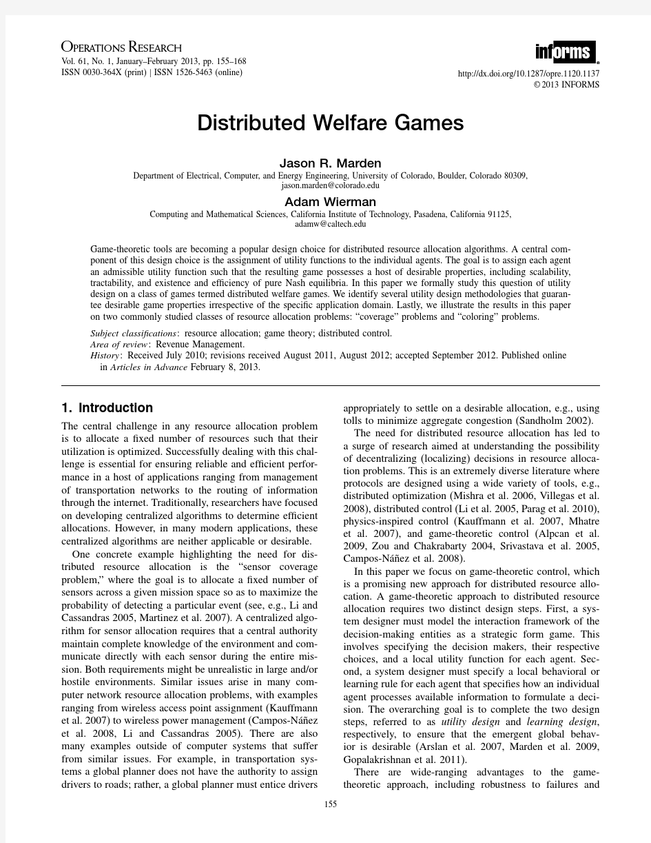 Distributed Welfare Games