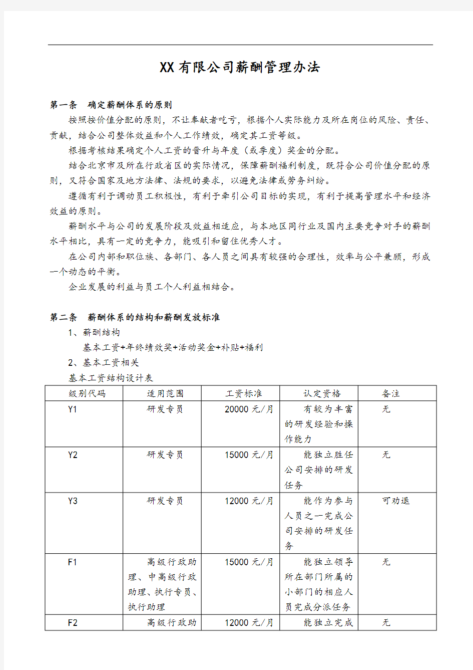 薪酬体系及股权激励制度-202007修订