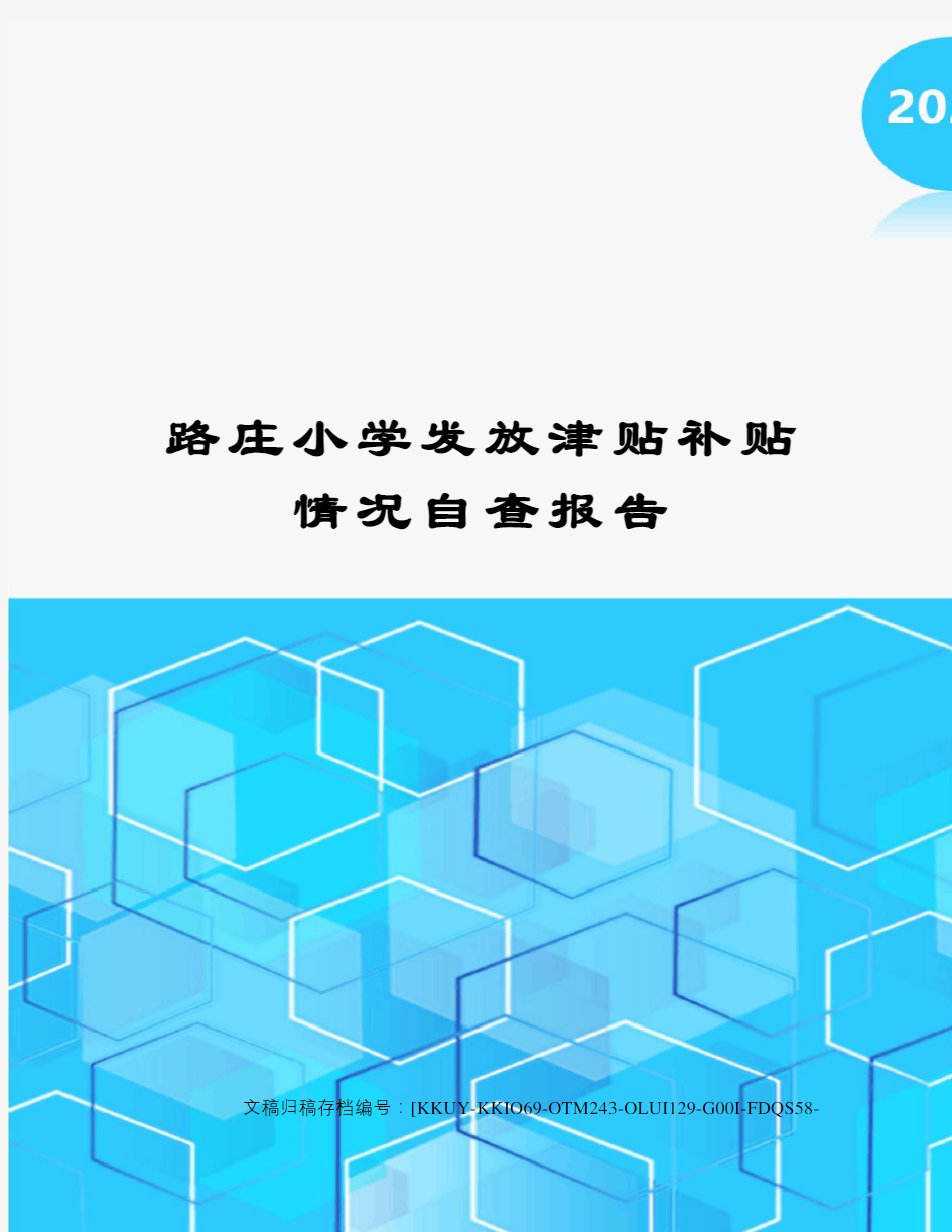 路庄小学发放津贴补贴情况自查报告