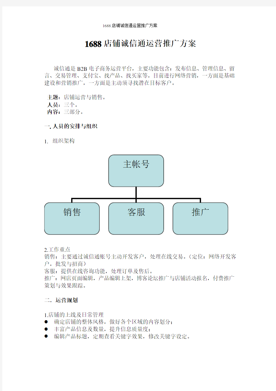 1688店铺诚信通运营推广方案