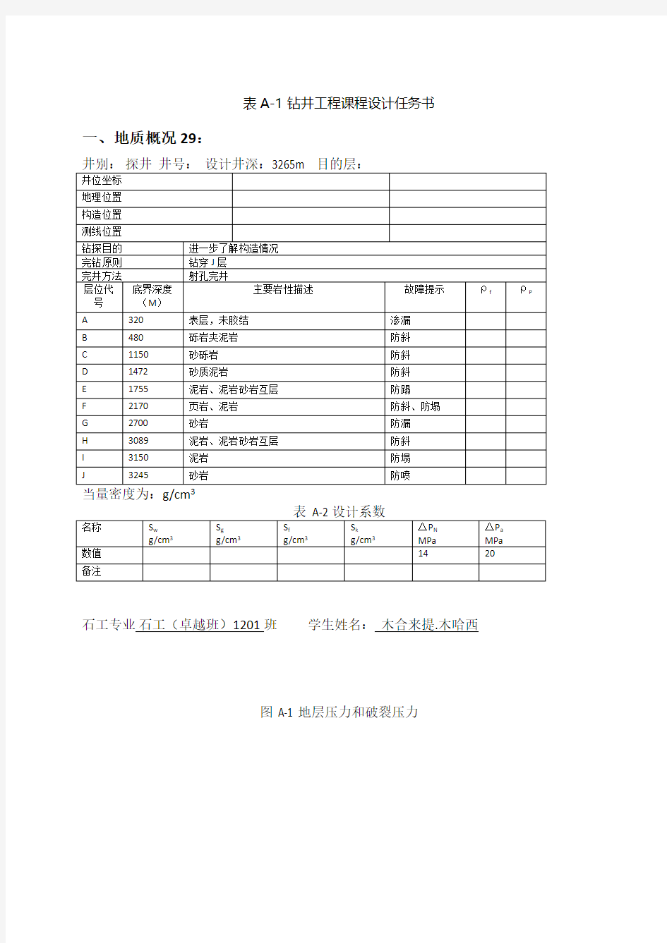 钻井工程课程设计