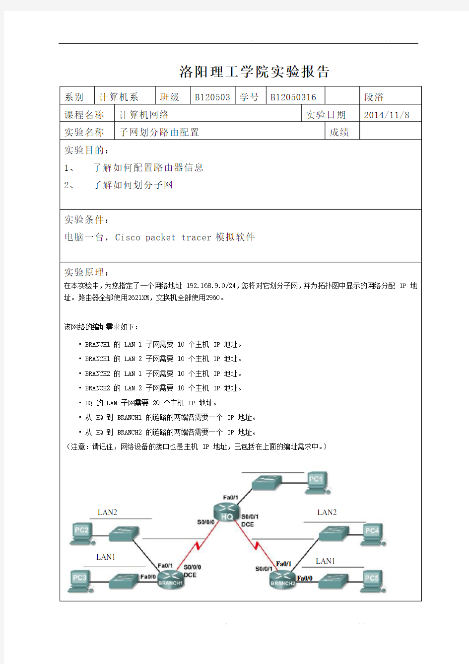 子网划分路由配置