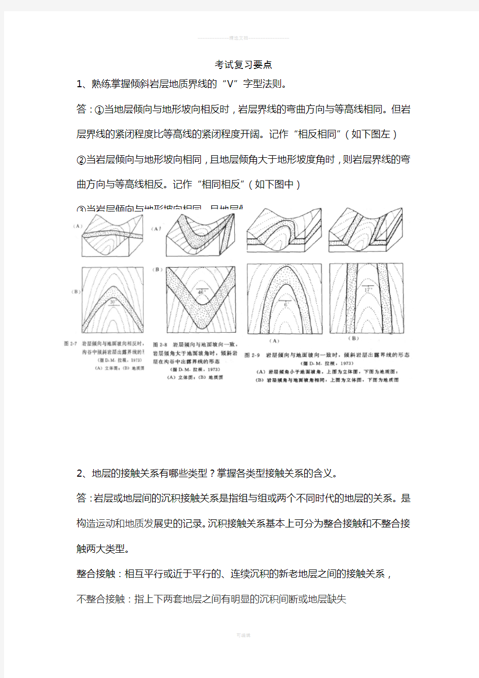 构造地质学考试复习要点