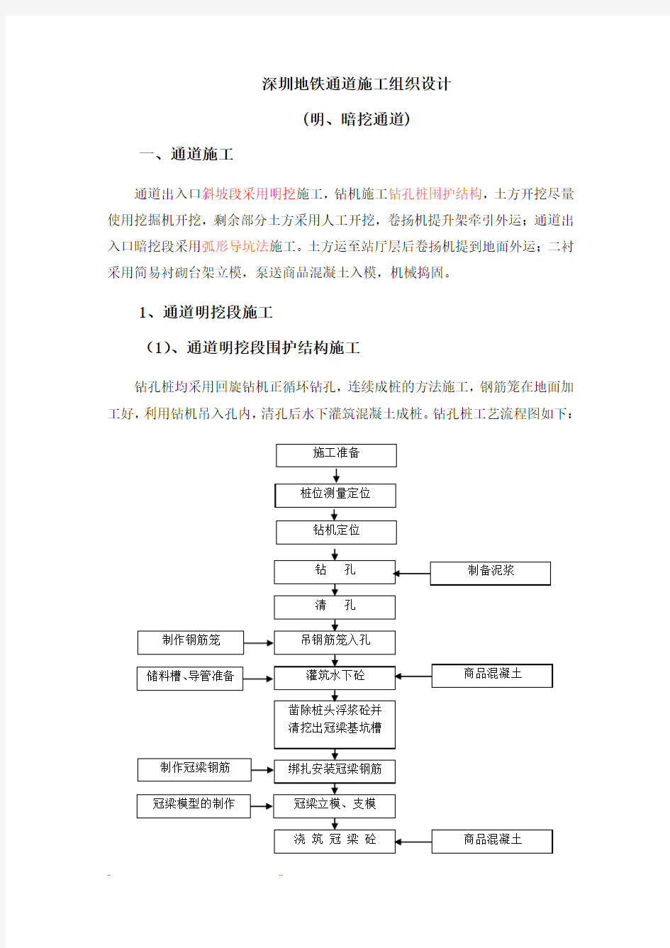 地铁出入口工程施工组织设计方案