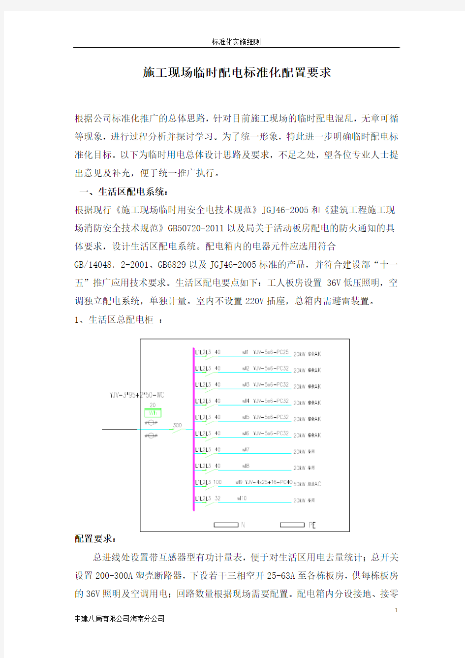 施工现场临时配电标准化配置要求(讨论稿)