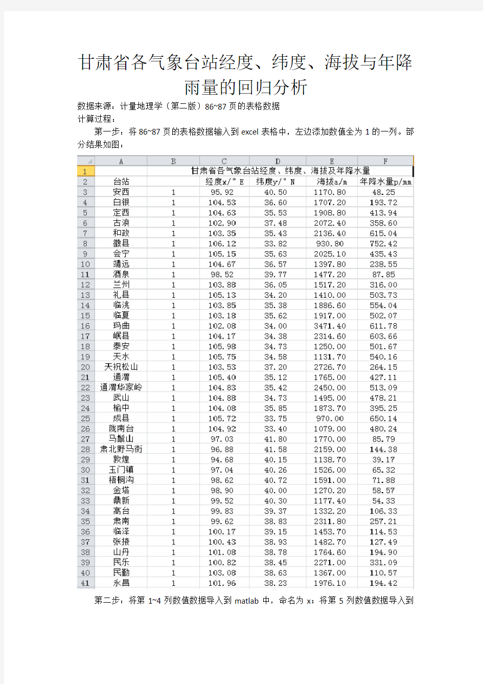 回归分析和二次趋势面分析