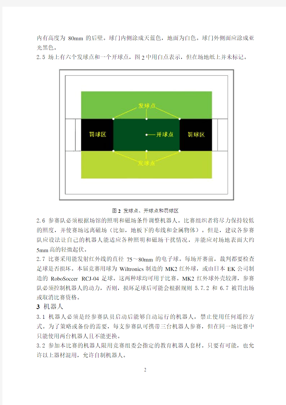 机器人足球比赛规则