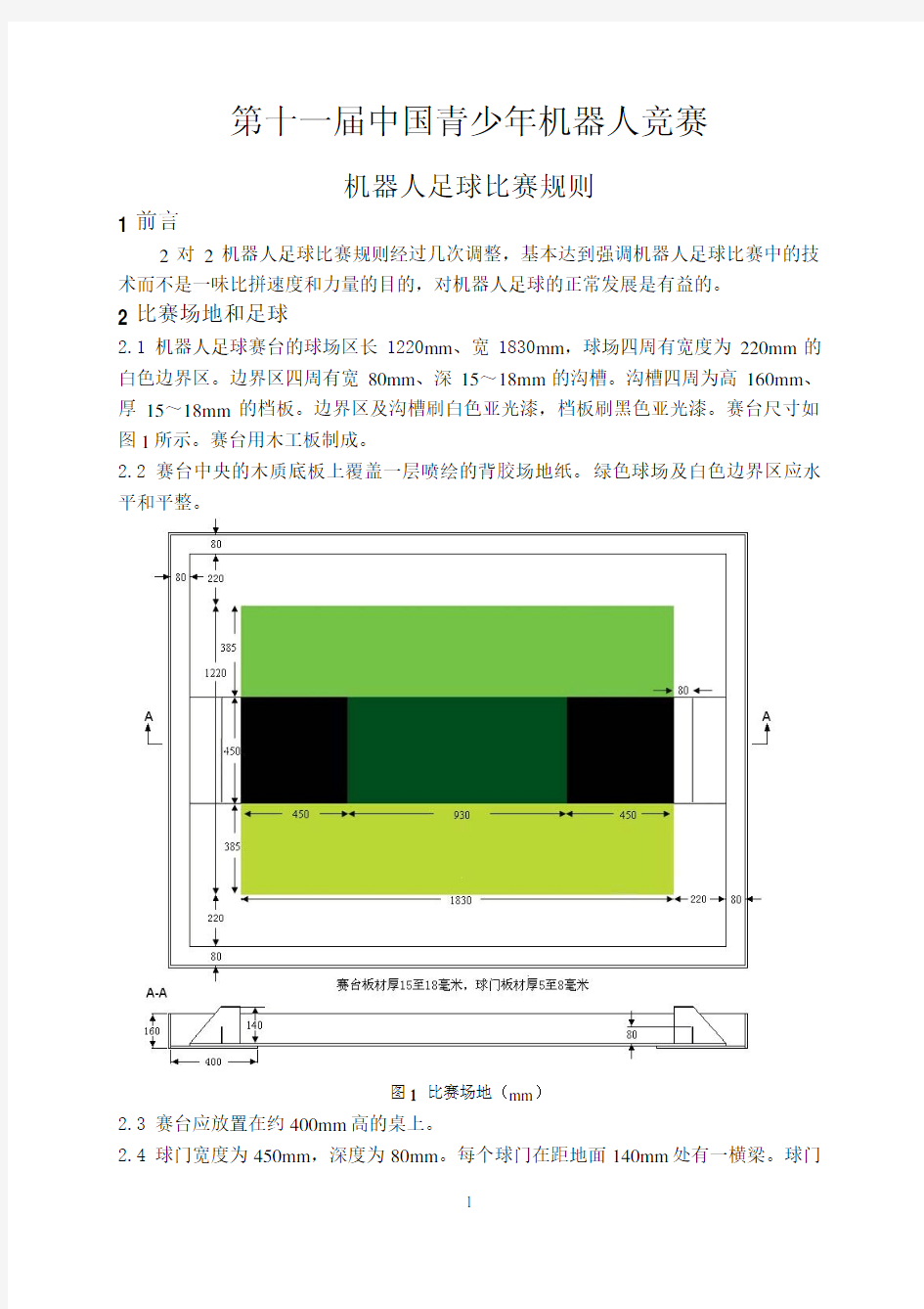 机器人足球比赛规则