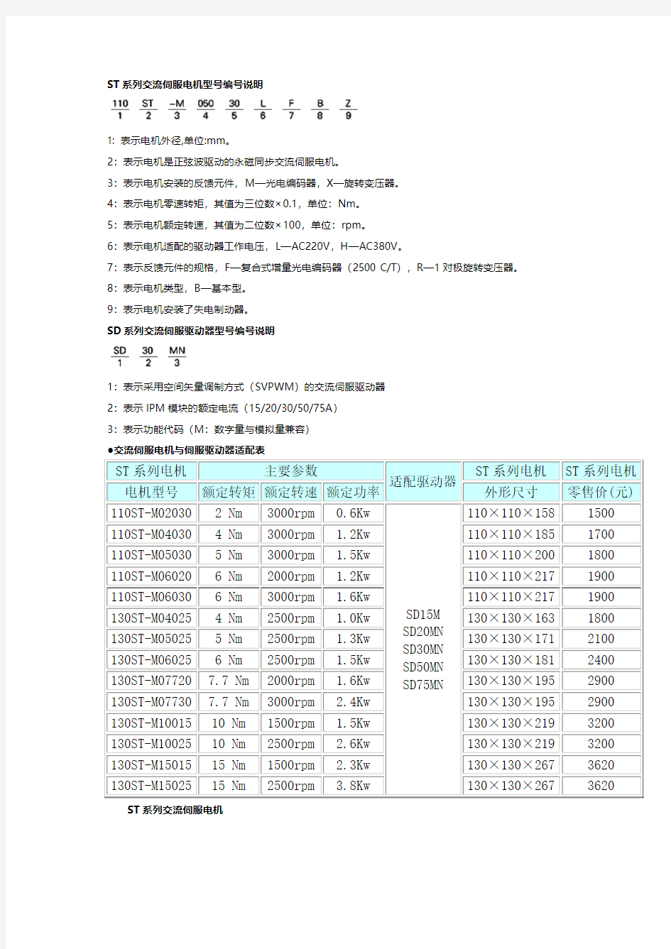 交流伺服电机选型手册