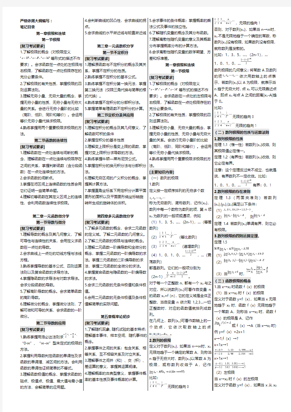 2011年成人高考专升本高数复习资料