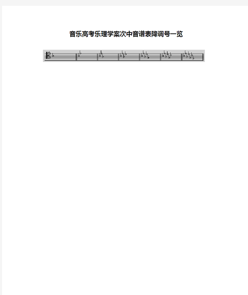 音乐高考乐理学案次中音谱表降调号一览