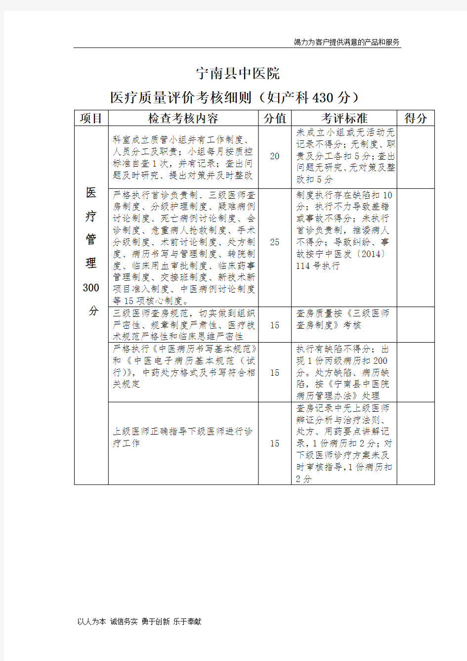 科室综合目标考核实施细则(妇产科)