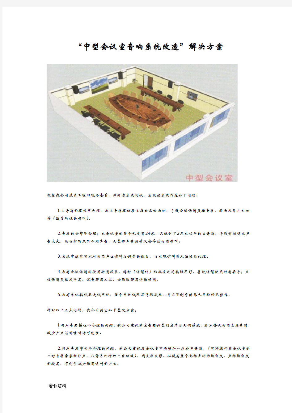 中型会议室音响系统改造解决方案