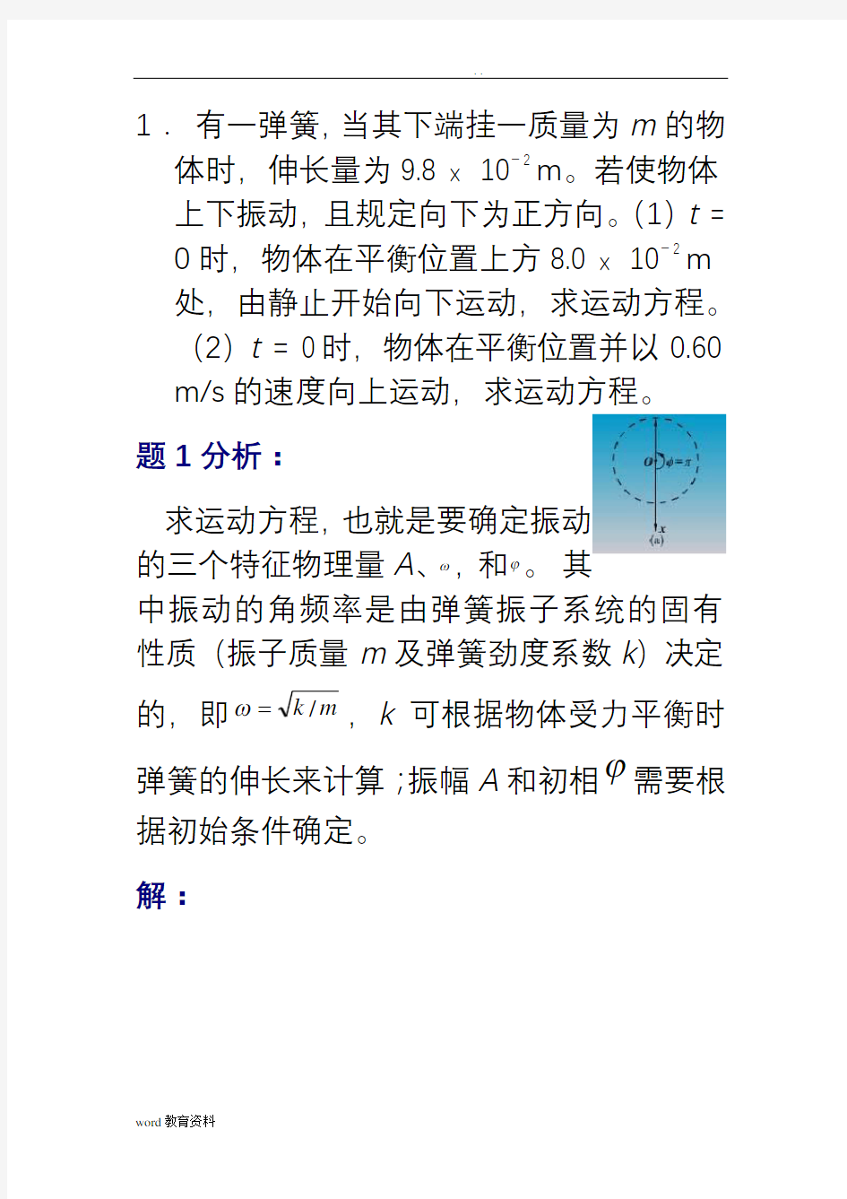 大学物理习题及解答(振动与波、波动光学)