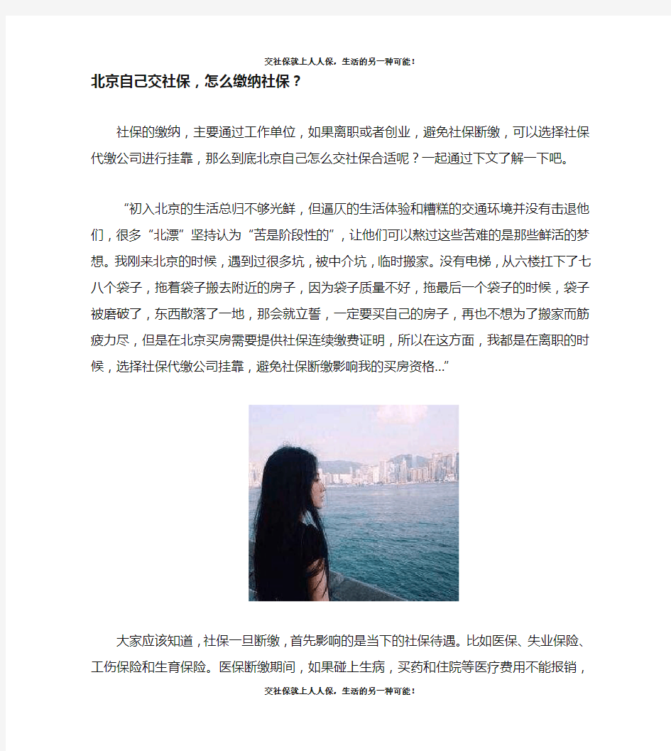 北京自己交社保,怎么缴纳社保