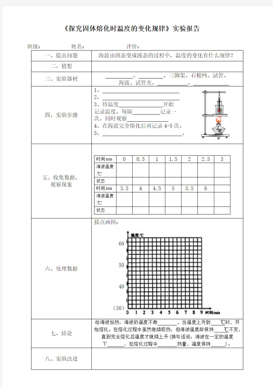 探究固体熔化时温度的变化规律实验报告