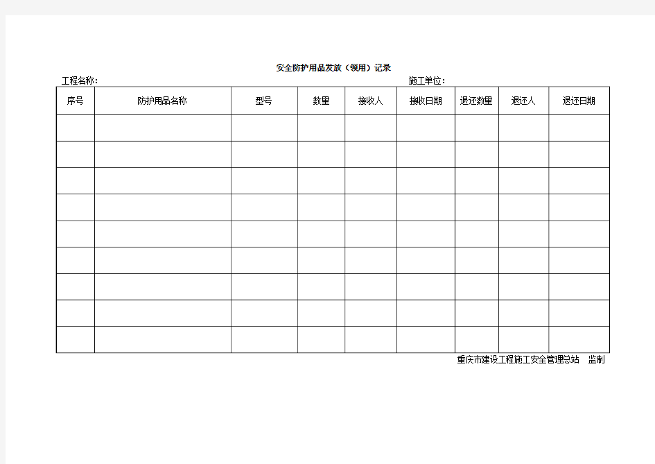 安全防护用品发放(领用)记录