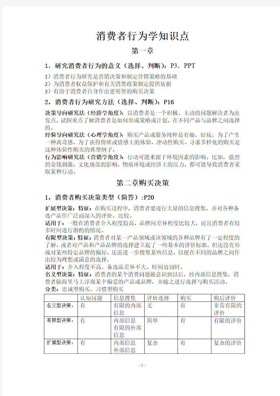 最终消费者行为学重点