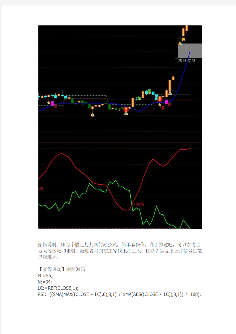 通达信指标公式源码吸筹进场 副图源码