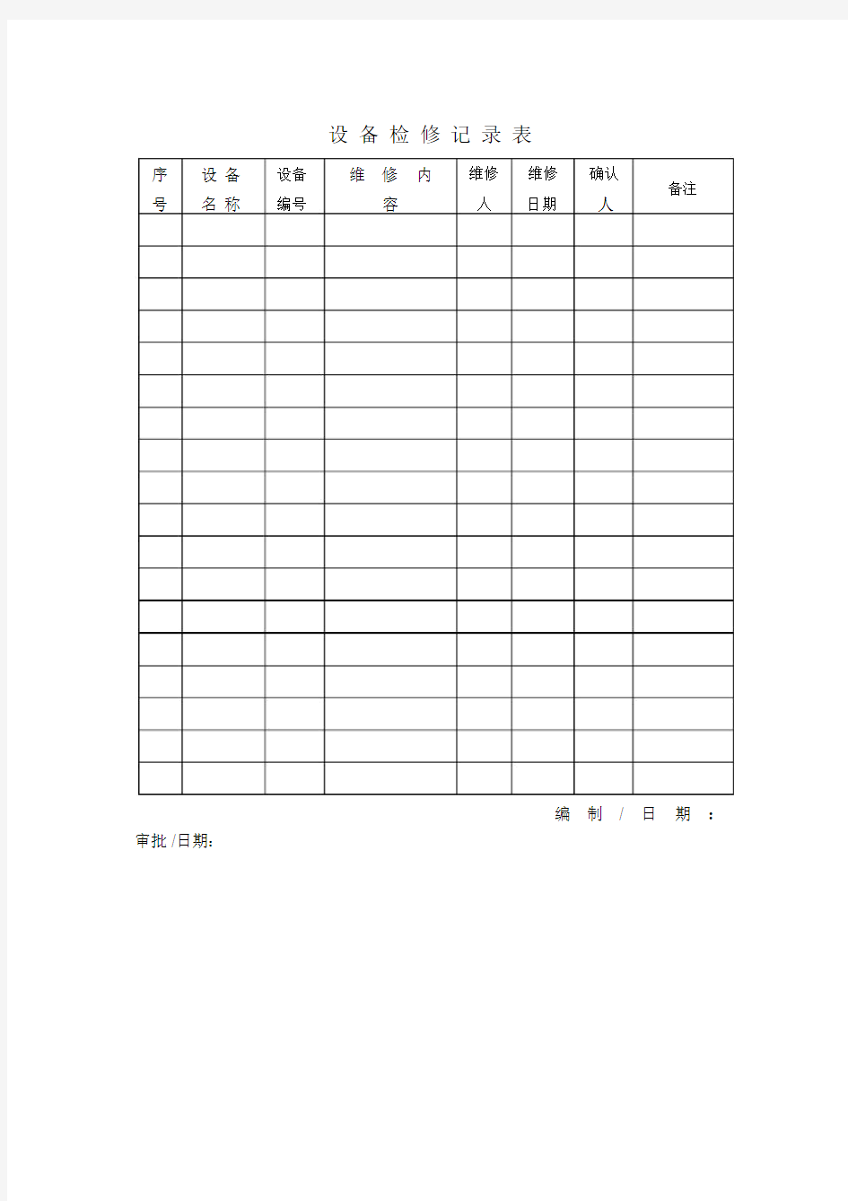 设备检修记录表格格式.docx