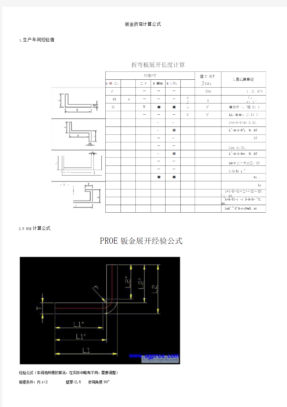 钣金加工计算公式集合