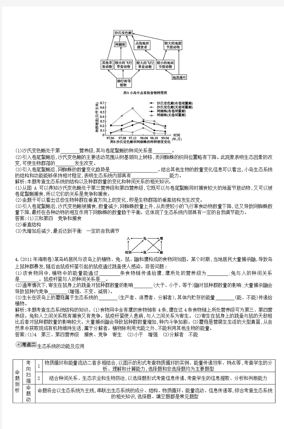 专题17生态系统的结构和功能