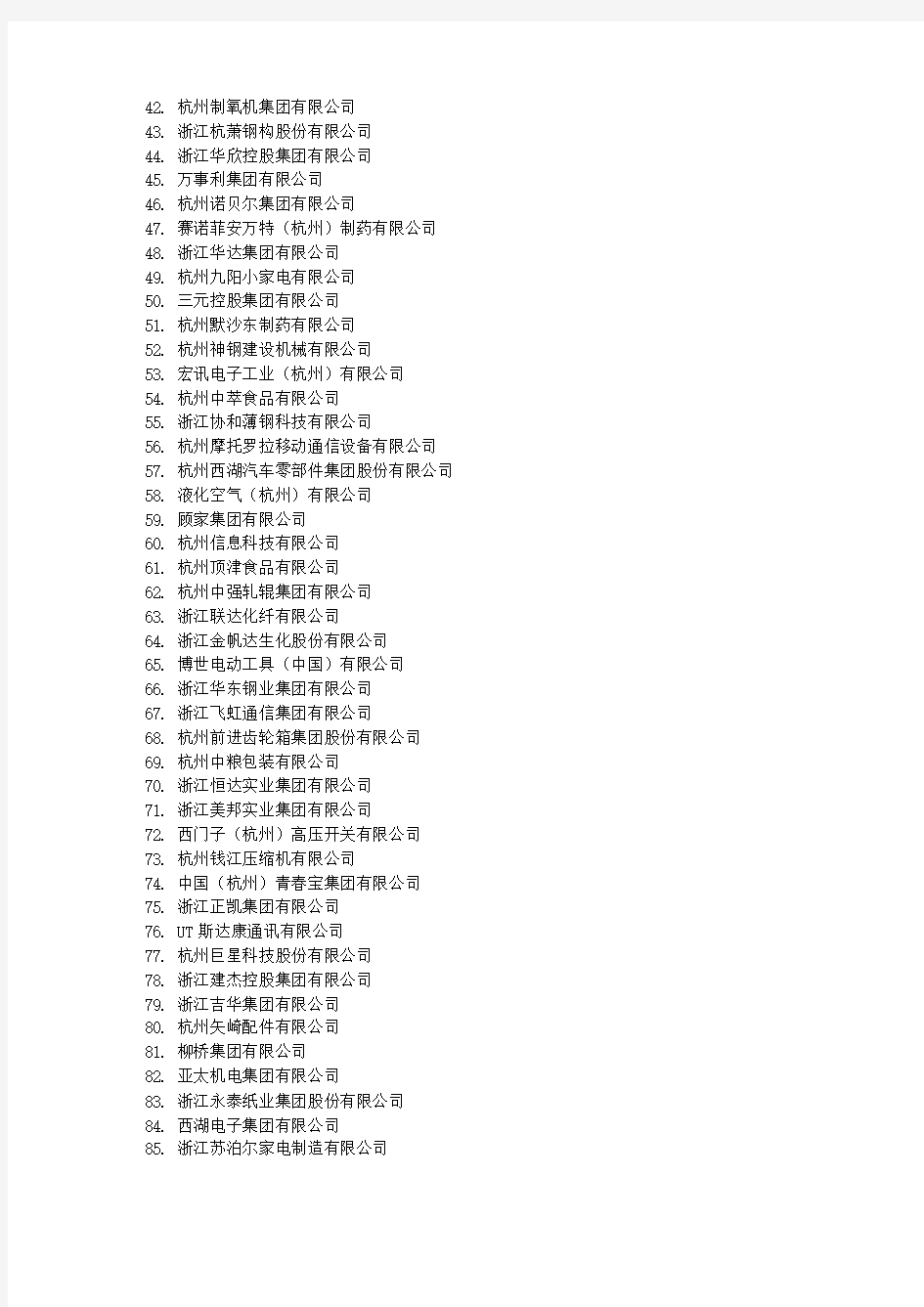 2010年杭州市工业企业百强榜名单443657111