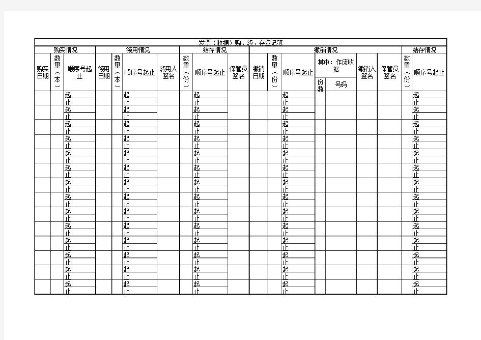 发票(收据)购、领、存登记簿