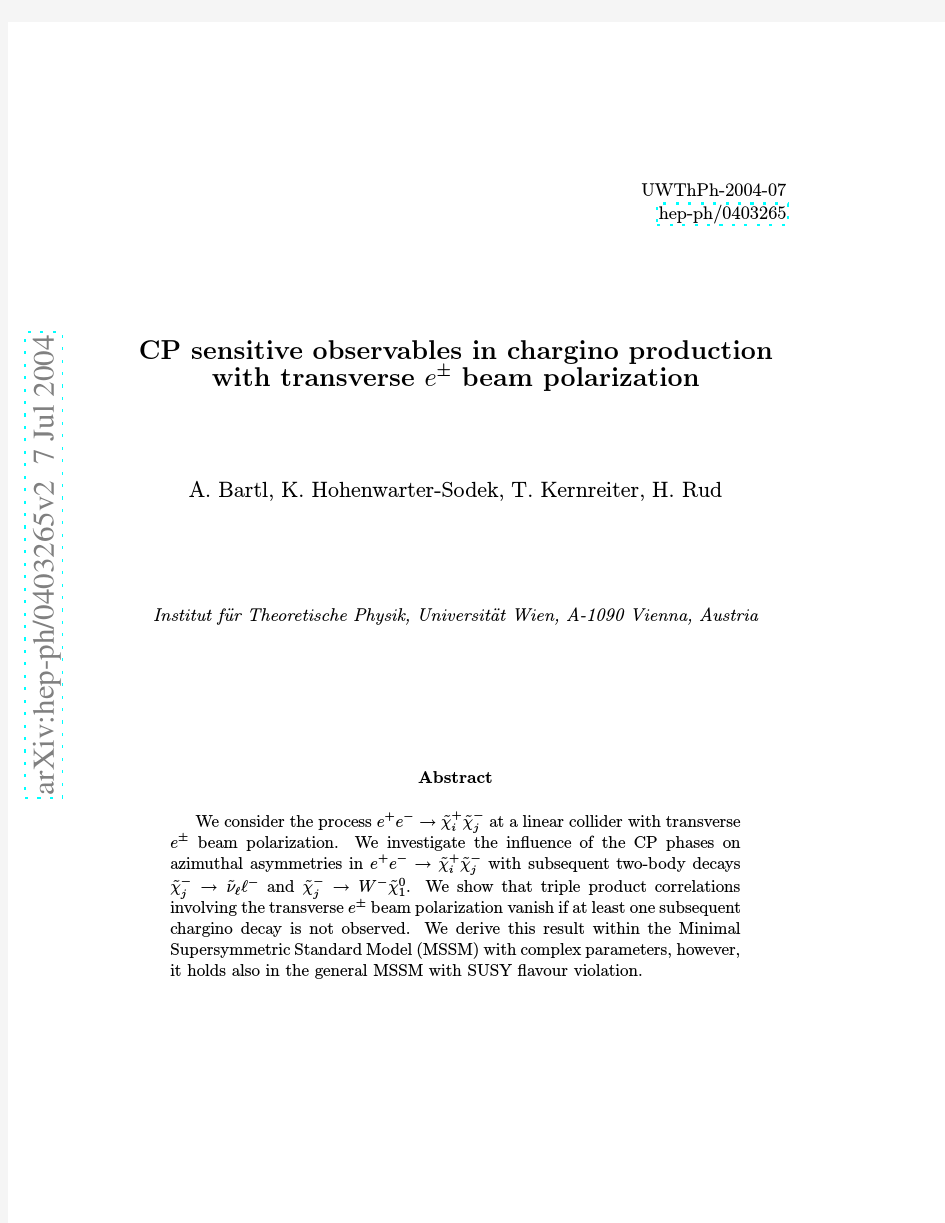 CP sensitive observables in chargino production with transverse $e^{pm}$ beam polarization