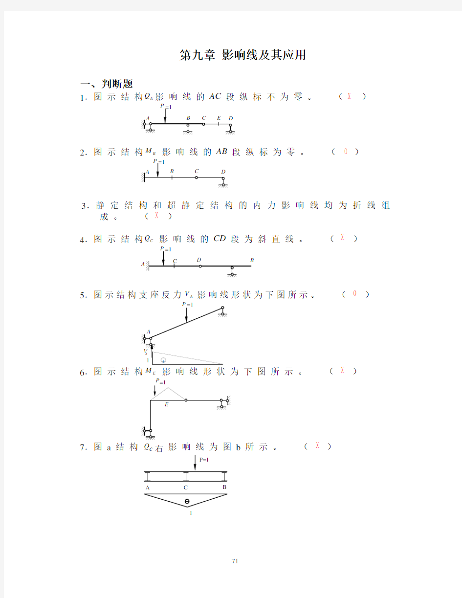 长沙理工大学结构力学考试题库及详细答案(适合本科期末和考研)影响线