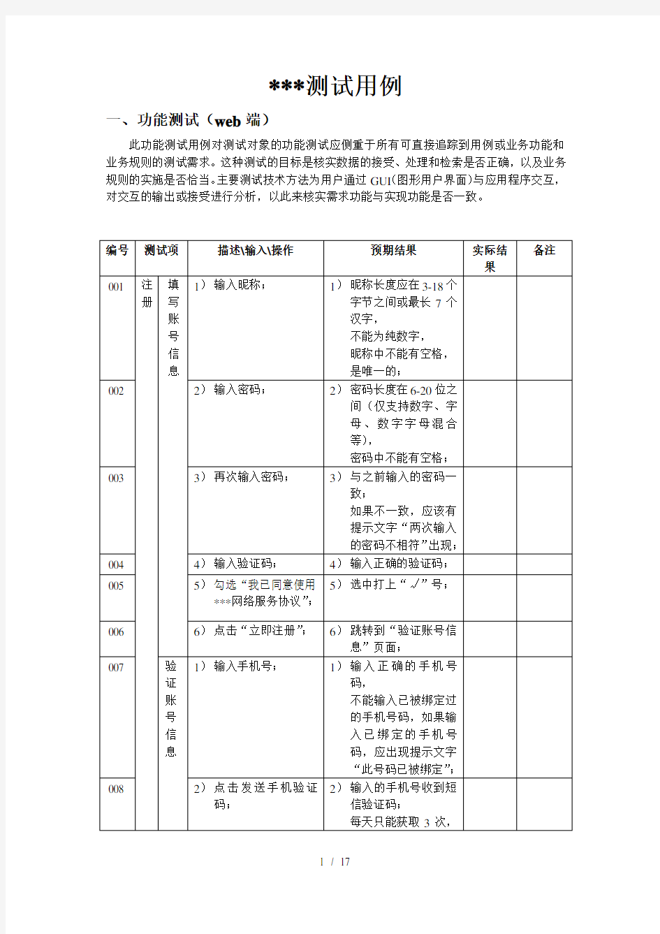 功能测试用例实战详细案例