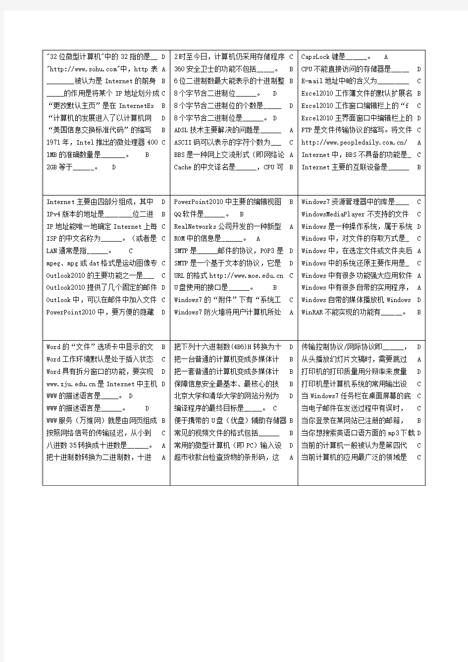 统考计算机应用基础