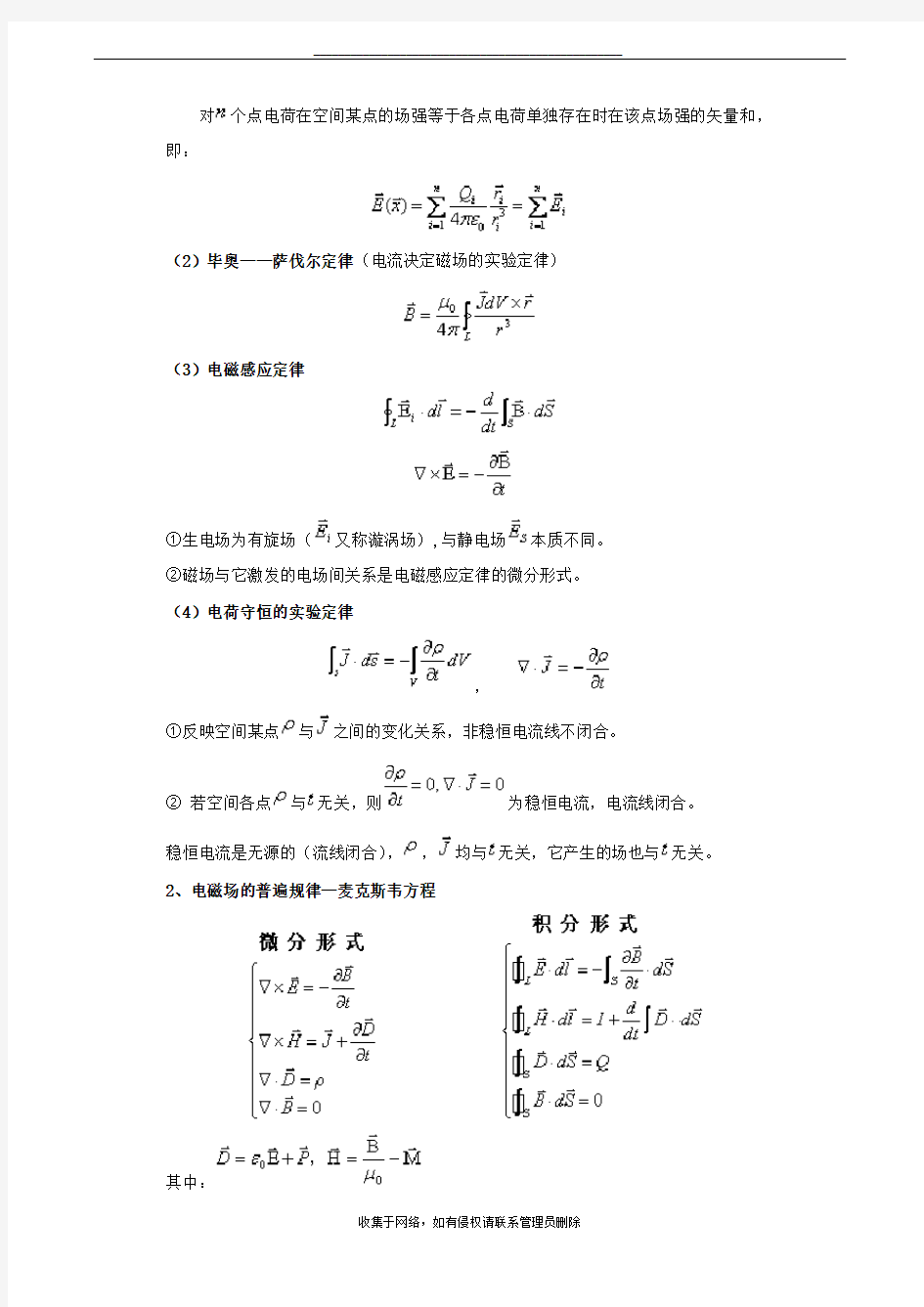 最新电动力学_知识点总结