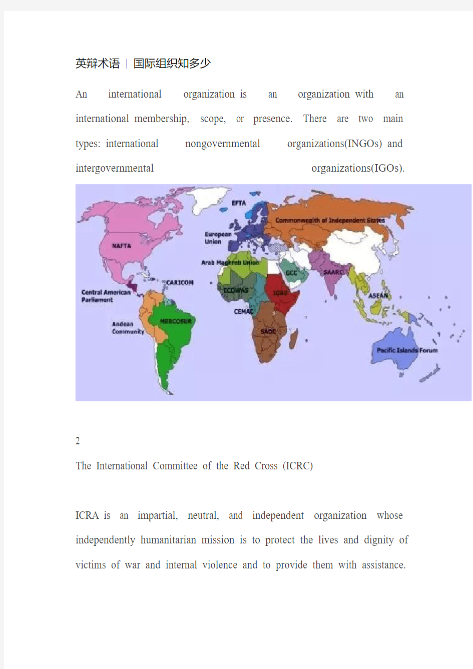 国际组织英文International organizations