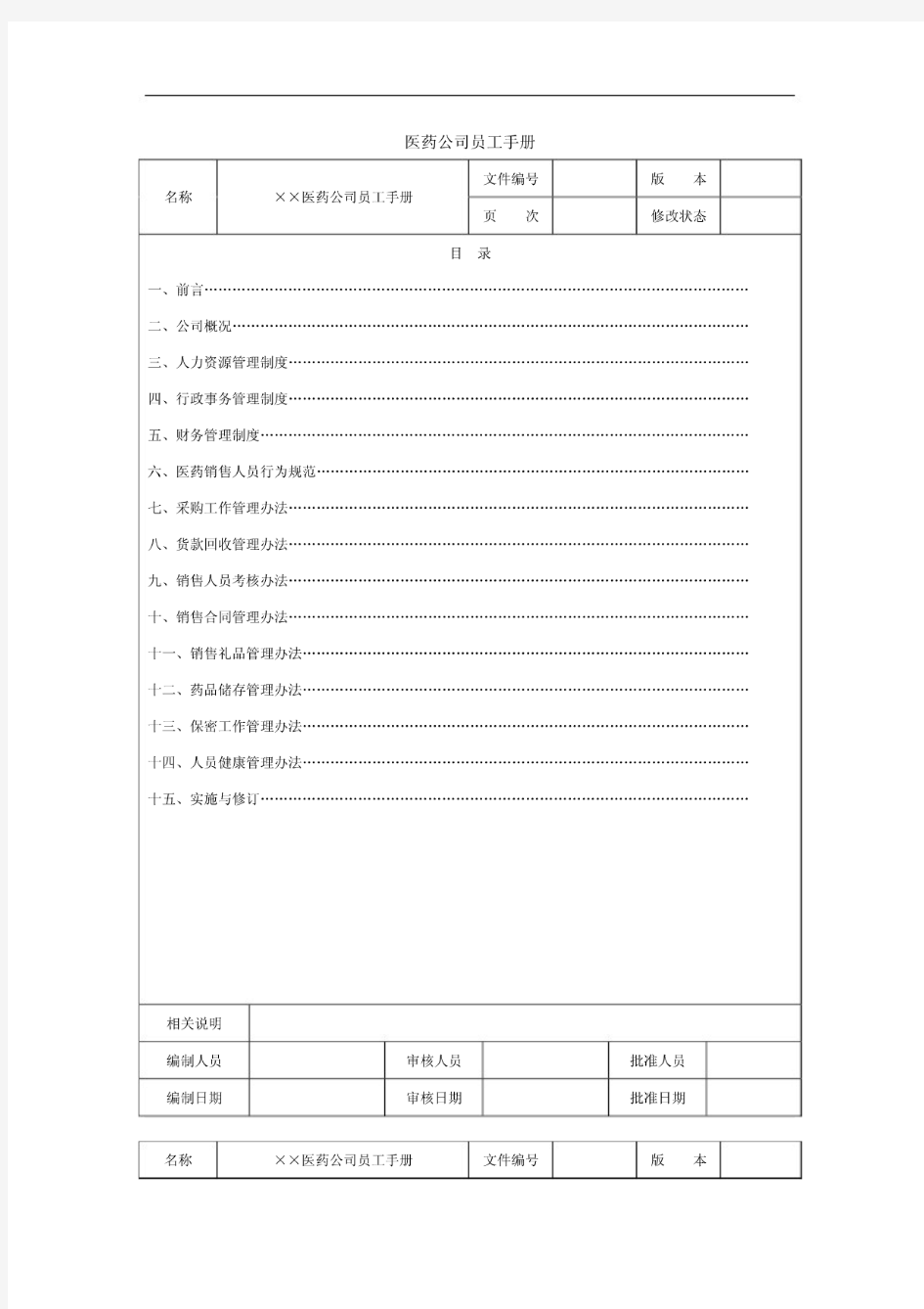 医药公司员工手册